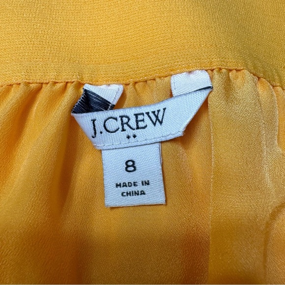 J. Crew Pleated High Rise Midi Skirt Elastic Waist Pull On Saffron Yellow Size 8 - Picture 9 of 11